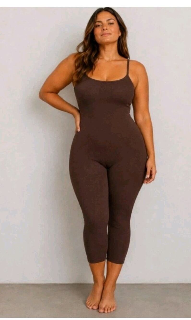 NEW SKIMS 4X Simply Bare Low Back Catsuit Barely There Espresso NWT Snatched